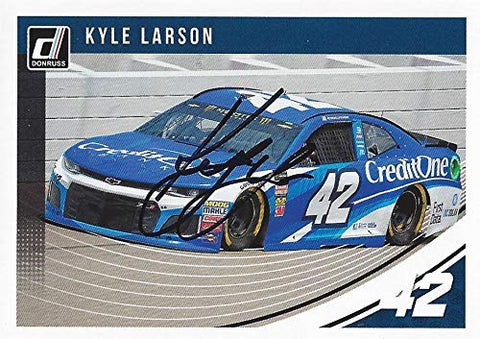 AUTOGRAPHED Kyle Larson 2019 Panini Donruss Racing (#42 Credit One Bank Ganassi Team) Monster Cup Series Signed NASCAR Collectible Trading Card with COA