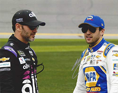 2X AUTOGRAPHED Jimmie Johnson & Chase Elliott 2019 Hendrick Motorsports Teammates (#48 Ally / #9 NAPA) Dual Signed Collectible Picture 8X10 Inch NASCAR Glossy Photo with COA