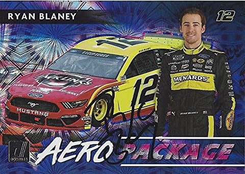 AUTOGRAPHED Ryan Blaney 2021 Panini Donruss Racing AERO PACKAGE (#12 Menards) Team Penske NASCAR Cup Series Insert Signed Collectible Trading Card with COA