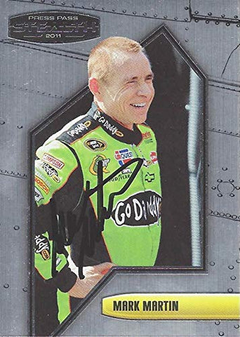 AUTOGRAPHED Mark Martin 2011 Press Pass Stealth Racing (#5 GoDaddy Team) Hendrick Motorsports Sprint Cup Series Chrome Signed NASCAR Collectible Trading Card with COA