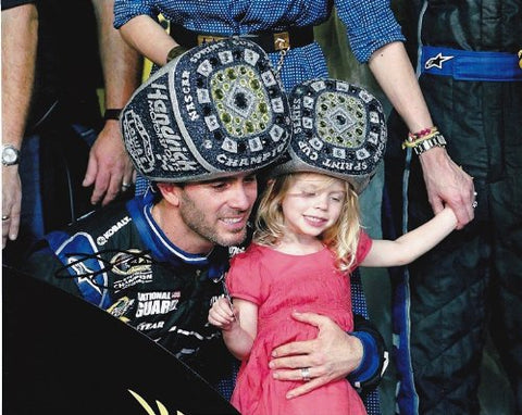 AUTOGRAPHED 2013 Jimmie Johnson #48 Lowes 6X CHAMPION (Victory Lane with Daughter) 8X10 SIGNED NASCAR Glossy Photo w/COA
