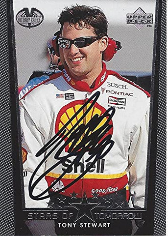 AUTOGRAPHED Tony Stewart 1999 Upper Deck Victory Circle STARS OF TOMORROW (#44 Shell Team) Busch Series Vintage Signed NASCAR Collectible Trading Card with COA