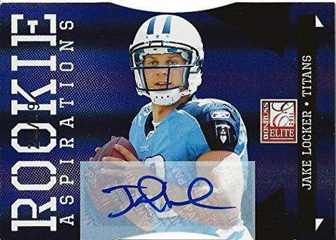 JAKE LOCKER 2011 Panini Donruss Elite Football ROOKIE ASPIRATIONS AUTOGRAPH (Tennessee Titans) Rare Rookie Diecut Signed NFL Collectible Trading Card #24/49