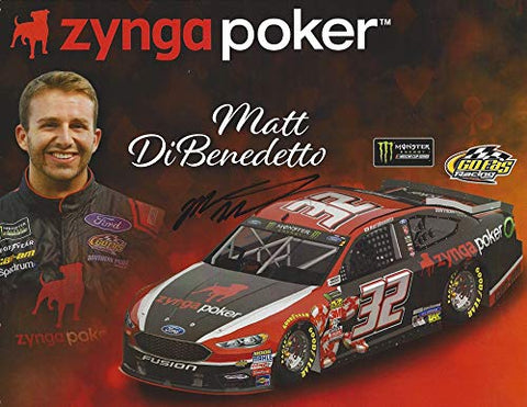 AUTOGRAPHED 2018 Matt DiBenedetto #32 Zynga Poker Ford Fusion Team (Go Fas Racing) Monster Energy Cup Series Signed Collectible Picture 9X11 Inch NASCAR Hero Card Photo with COA