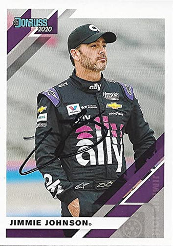 AUTOGRAPHED Jimmie Johnson 2020 Panini Donruss Racing (#48 Ally Team) Hendrick Motorsports NASCAR Cup Series Signed NASCAR Collectible Trading Card with COA