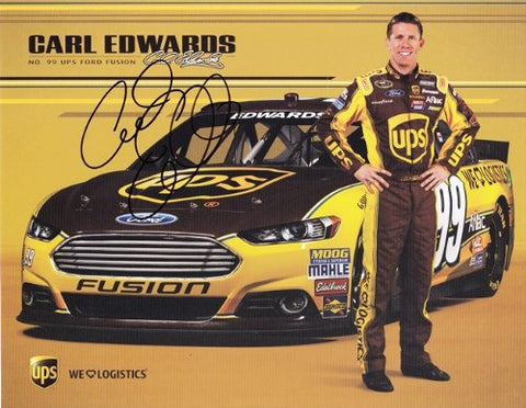 AUTOGRAPHED 2013 Carl Edwards #99 UPS Racing (Roush) 7X9 SIGNED NASCAR Gen 6 Hero Card w/COA