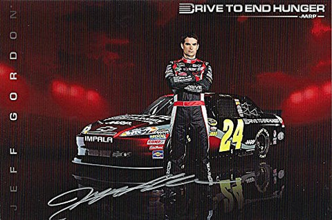 AUTOGRAPHED 2012 Jeff Gordon #24 AARP/Drive to End Hunger Racing 6X9 NASCAR Hero Card with COA