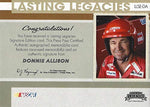 AUTOGRAPHED Donnie Allison 2011 Press Pass Legends Racing LASTING LEGACIES SIGNATURE EDITION (Race-Used Vintage Firesuit) Signed Collectible NASCAR Trading Card #05/25