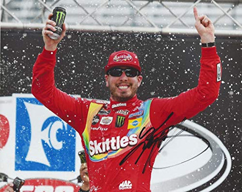 AUTOGRAPHED 2019 Kyle Busch #18 Skittles Team BRISTOL RACE WIN (Victory Lane Celebration) Joe Gibbs Racing Monster Energy Cup Series Signed Collectible Picture 8X10 Inch NASCAR Glossy Photo with COA