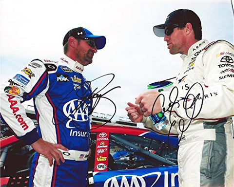 2X AUTOGRAPHED Carl Edwards & Clint Bowyer 2015 PIT ROAD CHAT Dual Signed Picture NASCAR 8X10 Photo with COA