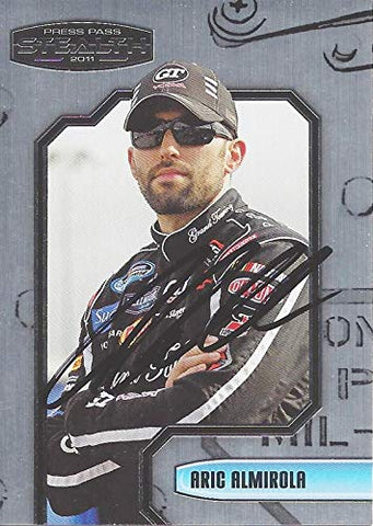 AUTOGRAPHED Aric Almirola 2011 Press Pass Stealth Racing (#88 Grand Touring Vodka Team) JR Motorsports Nationwide Series Chrome Rare Signed NASCAR Collectible Trading Card with COA