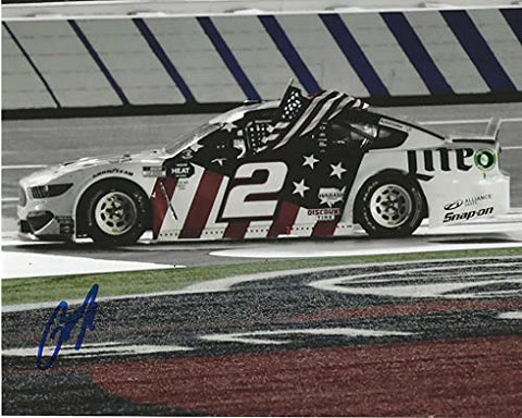 AUTOGRAPHED 2020 Brad Keselowski #2 Miller Lite Patriotic Car COCA-COLA 600 RACE WIN (Victory Burnout) Team Penske NASCAR Cup Series Signed Picture 8X10 Inch Glossy Photo with COA
