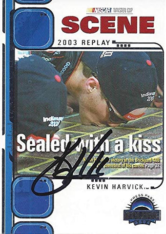 AUTOGRAPHED Kevin Harvick 2004 Press Pass Eclipse Racing NASCAR SCENE 2003 BRICKYARD WIN (Kissing the Bricks) Insert Signed NASCAR Collectible Trading Card with COA