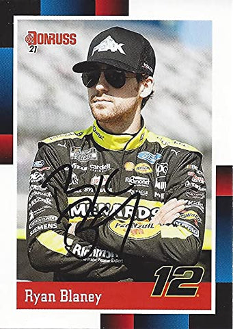 AUTOGRAPHED Ryan Blaney 2021 Panini Donruss Racing 1988 RETRO (#12 Menards) Team Penske NASCAR Cup Series Signed Collectible Trading Card with COA