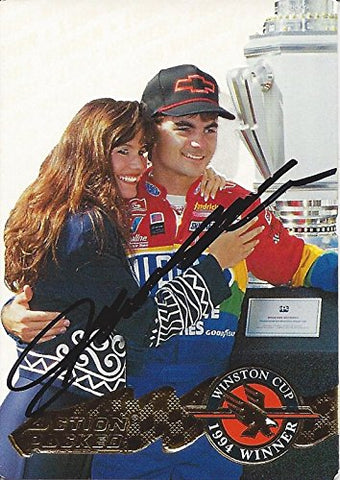 AUTOGRAPHED Jeff Gordon 1995 Action Packed Racing INAUGURAL BRICKYARD 400 WINNER (Winston Cup Trophy) #24 DuPont Rainbow Hendrick Motorsports Vintage Signed NASCAR Collectible Trading Card with COA