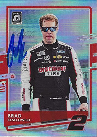 AUTOGRAPHED Brad Keselowski 2021 Panini Donruss Optic RARE PRIZM (#2 Discount Tire Racing) Team Penske NASCAR Cup Series Insert Signed Collectible Trading Card with COA