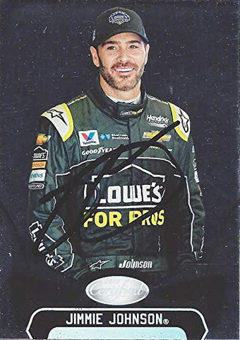 AUTOGRAPHED Jimmie Johnson 2018 Panini Certified Racing (#48 Lowes For Pros Team) Hendrick Motorsports Monster Cup Series Chrome Signed NASCAR Collectible Trading Card with COA