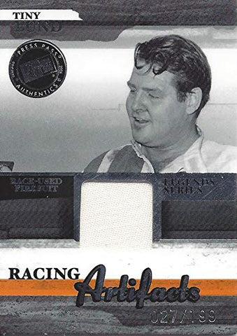 Tiny Lund 2006 Press Pass Legends RACING ARTIFACTS (Race-Used Memorabilia Vintage Firesuit) Signed Collectible NASCAR Trading Card #027/199