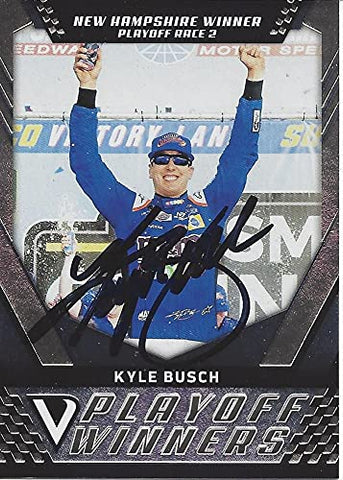 AUTOGRAPHED Kyle Busch 2018 Panini Victory Lane PLAYOFF WINNER (New Hampshire Win) Joe Gibbs Racing Signed Collectible NASCAR Trading Card with COA