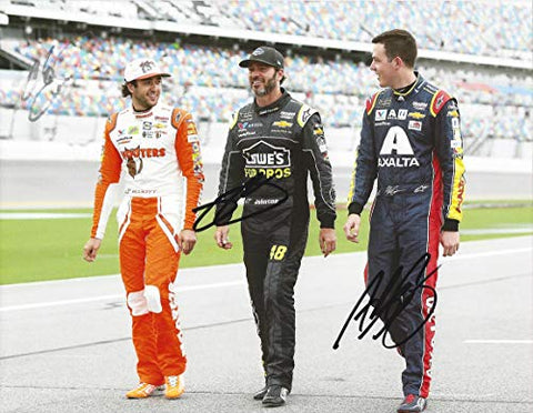 3X AUTOGRAPHED Chase Elliott/Jimmie Johnson/Alex Bowman 2018 Hendrick Motorsports Team DAYTONA SPEEDWAY (Monster Energy Cup Series Triple Signed Picture 9X11 Inch NASCAR Glossy Photo with COA