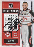 AUTOGRAPHED Austin Dillon 2021 Panini Donruss CONTENDERS TICKET PARALLEL (#3 Dow Team) Richard Childress Racing NASCAR Cup Series Rare Insert Signed Collectible Trading Card with COA #047/199