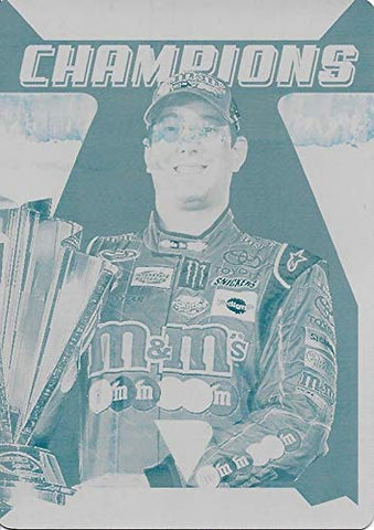 Kyle Busch 2018 Panini Victory Lane Racing AUTHENTIC CYAN PRINTING PLATE (Champions Series) Extremely Rare Collectible NASCAR Trading Card #1/1