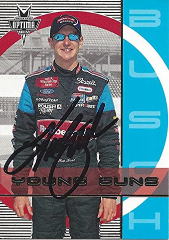 AUTOGRAPHED Kurt Busch 2002 Press Pass Optima YOUNG GUNS (#97 Rubbermaid Team) Roush Racing Rare Vintage Insert Signed NASCAR Collectible Trading Card with COA