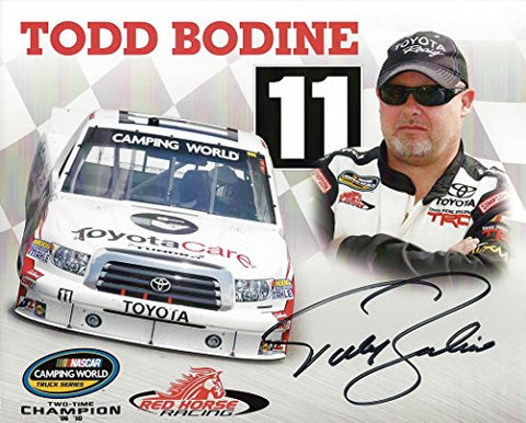 AUTOGRAPHED 2011 Todd Bodine #11 Red Horse Racing (2X Truck Champion) Signed Picture 8X10 NASCAR Hero Card with COA