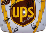 7X AUTOGRAPHED Dale Jarrett/Robert Yates & 5 Pit Crew Members 2006 UPS RACING TEAM (Nextel Cup Series) 14X14 Inch Replica Plastic NASCAR Mini Hood with COA