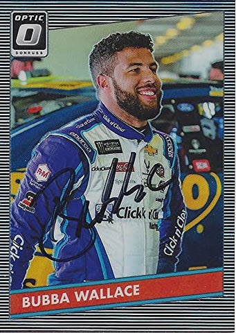 AUTOGRAPHED Bubba Wallace 2019 Panini Donruss Racing OPTIC (#43 Click N Close Team) Richard Petty Motorsports Monster Cup Series Signed Collectible NASCAR Trading Card with COA