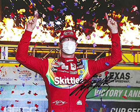 AUTOGRAPHED 2020 Kyle Busch #18 Skittles Zombie Team TEXAS RACE WIN (Victory Lane Celebration) Joe Gibb Racing NASCAR Cup Series Signed Picture 8X10 Inch Glossy Photo with COA