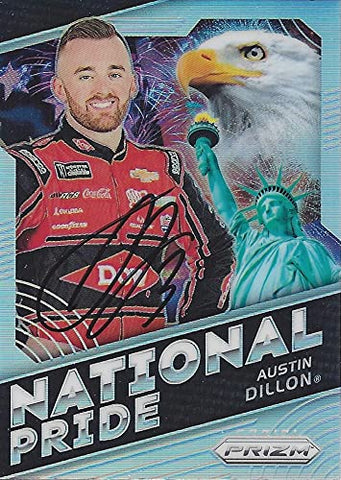 AUTOGRAPHED Austin Dillon 2018 Panini Prizm NATIONAL PRIDE PRIZM (#3 Dow Team) Richard Childress Racing Monster Cup Series Rare Insert Signed NASCAR Collectible Trading Card with COA