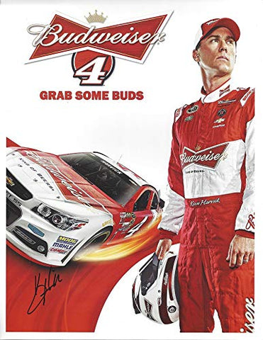 AUTOGRAPHED 2014 Kevin Harvick #4 Budweiser Chevrolet Team GRAB SOME BUDS (Stewart-Haas Racing) Sprint Cup Series Signed Collectible Picture 9X11 Inch NASCAR Official Hero Card Photo with COA