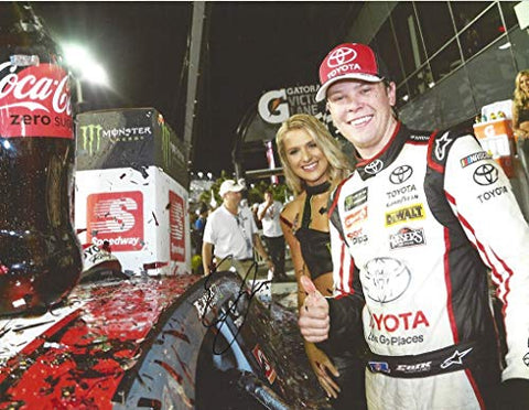 AUTOGRAPHED 2018 Erik Jones #20 Buy A Toyota Racing COKE ZERO 400 DAYTONA RACE WIN (First Career Victory) Monster Girl Trophy Signed Collectible Picture NASCAR 9X11 Inch Glossy Photo with COA