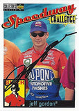 AUTOGRAPHED Jeff Gordon 1996 Upper Deck Collectors Choice Racing SPEEDWAY CHALLENGE (#24 DuPont Team) Hendrick Motorsports Vintage Signed Collectible NASCAR Trading Card with COA