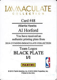 AL HORFORD 2014-15 Panini Immaculate Collection Basketball TEAM LOGOS BLACK PRINT PLATE (Atlanta Hawks) Extremely Rare Insert NBA Collectible Trading Card (#1 of 1)