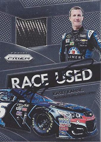 AUTOGRAPHED Kasey Kahne 2016 Panini Prizm Racing RACE-USED TIRE (#5 Farmers Insurance) Hendrick Motorsports Chrome Insert Signed NASCAR Collectible Trading Card with COA