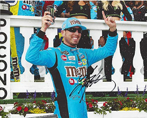 AUTOGRAPHED 2019 Kyle Busch #18 M&Ms Hazelnut Spread POCONO RACE WINNER (Tricky Triangle) Victory Lane Celebration Joe Gibbs Racing Signed Collectible Picture 8X10 Inch NASCAR Glossy Photo with COA