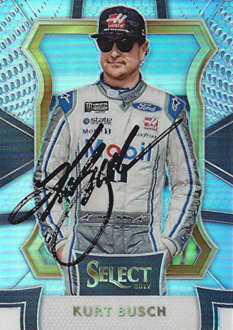 AUTOGRAPHED Kurt Busch 2017 Panini Select Racing GRANDSTAND Prizm Insert Signed NASCAR Collectible Trading Card with COA