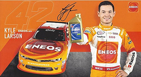 AUTOGRAPHED 2017 Kyle Larson #42 ENEOS Camaro Racing (Ganassi Team) Xfinity Series Signed Collectible Picture NASCAR Hero Card Photo with COA