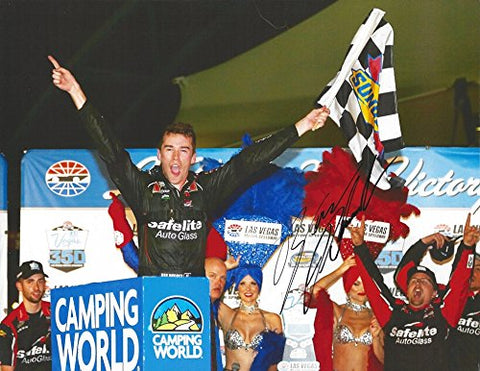 AUTOGRAPHED 2017 Ben Rhodes #27 Safelite Auto Glass Racing LAS VEGAS RACE WIN (Victory Lane) Camping World Truck Series Signed Collectible Picture NASCAR 9X11 Inch Glossy Photo with COA