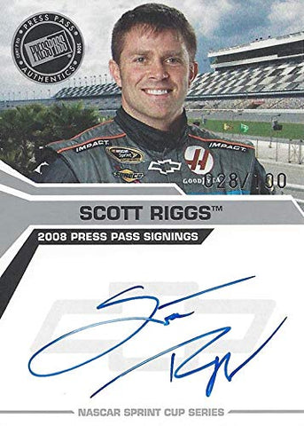 AUTOGRAPHED Scott Riggs 2008 Press Pass Racing SIGNINGS AUTHENTIC SIGNATURE Sprint Cup Series Signed Collectible NASCAR Trading Card #028/100