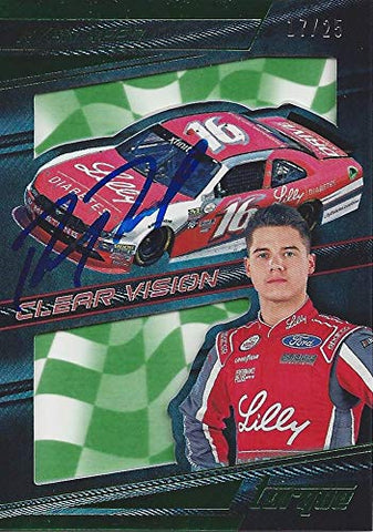 AUTOGRAPHED Ryan Reed 2017 Panini Torque Racing CLEAR VISION (#16 Lilly Roush Team) Rare Green Parallel Insert Signed NASCAR Collectible Trading Card with COA #17/25