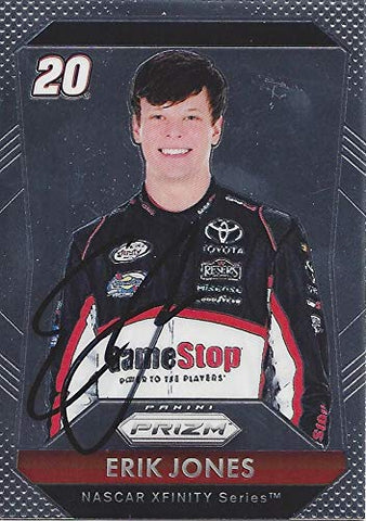 AUTOGRAPHED Erik Jones 2016 Panini Prizm Racing (#20 Gamestop Toyota Gibbs Team) Xfinity Series Signed NASCAR Collectible Trading Card with COA