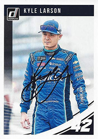 AUTOGRAPHED Kyle Larson 2019 Panini Donruss Racing (#42 Credit One Bank Ganassi Team) Monster Energy Cup Series Signed NASCAR Collectible Trading Card with COA