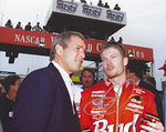 AUTOGRAPHED Dale Earnhardt Jr. #8 Budweiser TALKING WITH PRESIDENT GEORGE BUSH (Pepsi 400 at Daytona) Winston Cup Series Vintage Signed Collectible Picture 8X10 Inch NASCAR Glossy Photo with COA