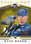 AUTOGRAPHED Kyle Busch 2018 Panini Donruss RACE KINGS (#18 M&Ms Caramel Team) Joe Gibbs Racing Monster Cup Series Signed Collectible NASCAR Trading Card with COA
