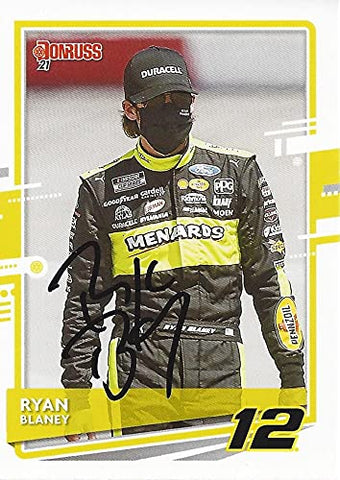 AUTOGRAPHED Ryan Blaney 2021 Panini Donruss Racing (#12 Menards) Team Penske NASCAR Cup Series Signed Collectible Trading Card with COA