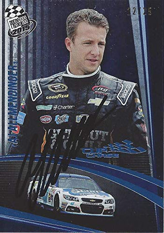 AUTOGRAPHED AJ Allmendinger 2015 Press Pass Racing CUP CHASE EDITION (#47 JTG Daugherty Team) Blue Parallel Insert Signed NASCAR Collectible Trading Card with COA #22/25
