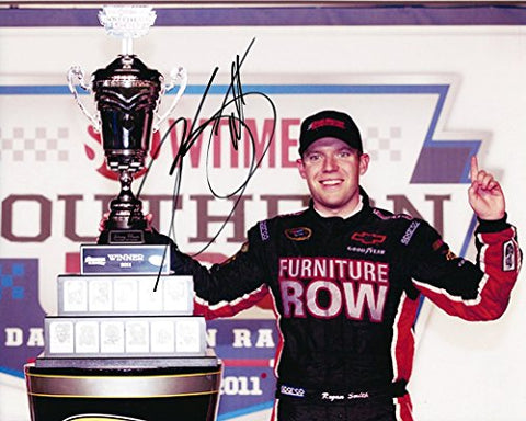AUTOGRAPHED 2011 Regan Smith #78 Furniture Row Racing DARLINGTON RACE WIN (Victory Lane Celebration) Trophy Pose Signed Picture 8X10 Inch NASCAR Glossy Photo with COA